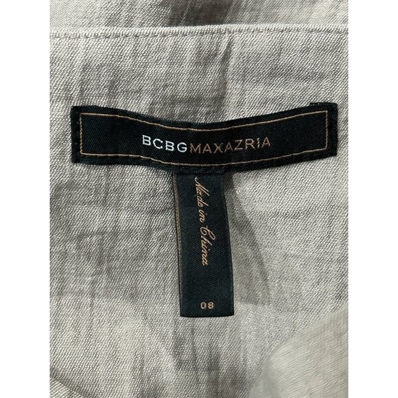 BCBG Maxazria Taupe High Waisted Tapered Pants Button Detail Sz 8 - Picture 7 of 11